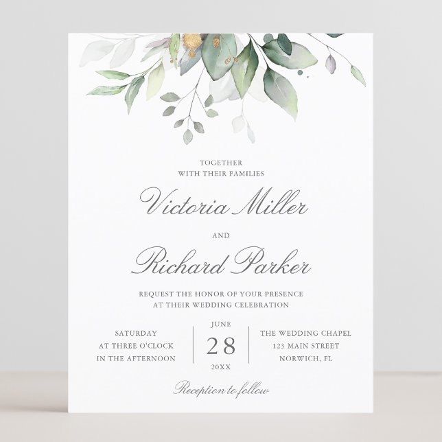 Budget Eucalyptus Verdure Feuilles Mariage élégant (Créateur téléchargé)