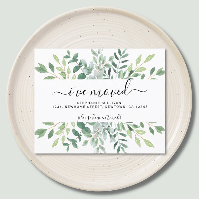 Budget Eucalyptus verdure J'ai déménagé Faire-part (Créateur téléchargé)