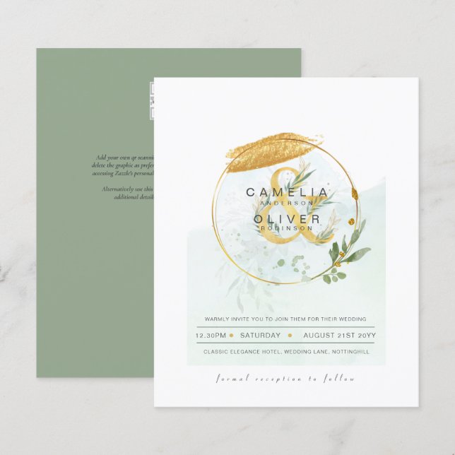 BUDGET Eucalyptus Verdure Or Mariage QR CODE IN (Devant / Derrière)