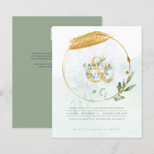 BUDGET Eucalyptus Verdure Or Mariage QR CODE IN (Devant / Derrière)