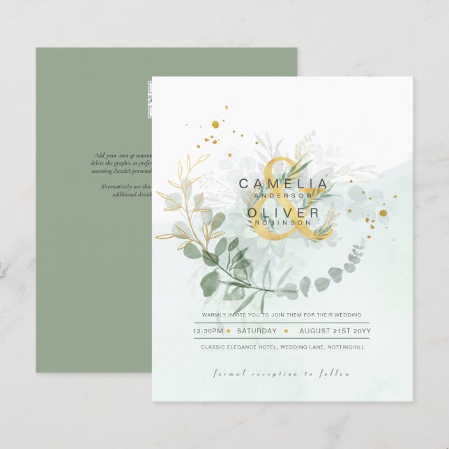 BUDGET Eucalyptus Verdure Or Mariage QR CODE IN (Devant / Derrière)