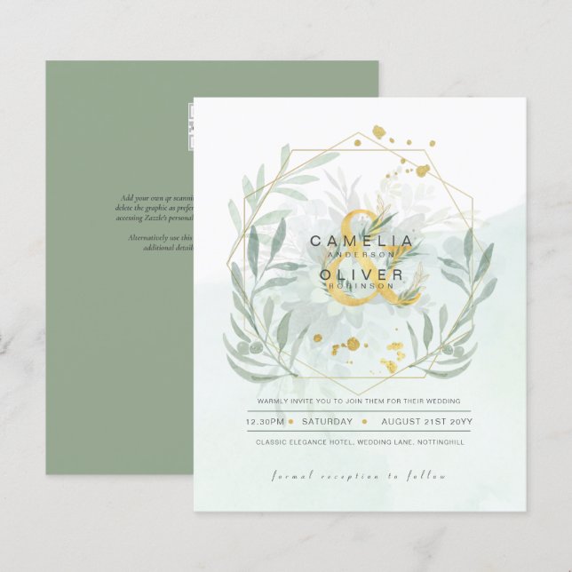 BUDGET Eucalyptus Verdure Or Mariage QR CODE IN (Devant / Derrière)