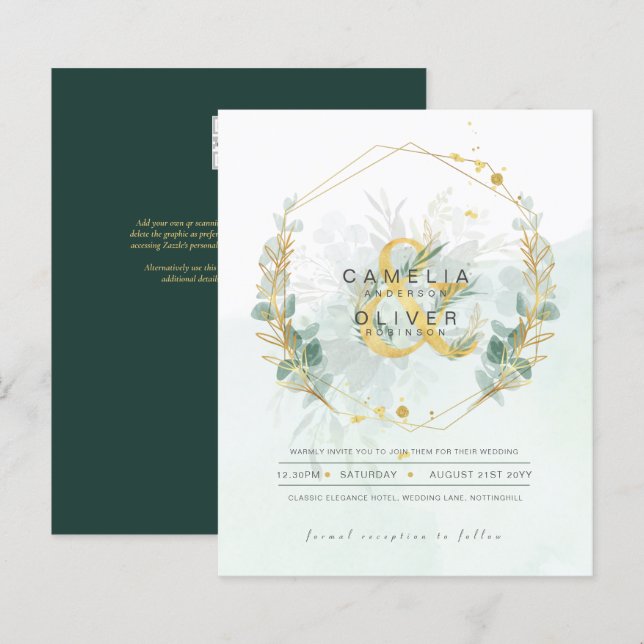 BUDGET Eucalyptus Verdure Or Mariage QR CODE IN (Devant / Derrière)