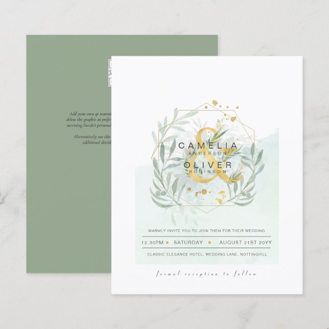 BUDGET Eucalyptus Verdure Or Mariage QR CODE IN (Devant / Derrière)