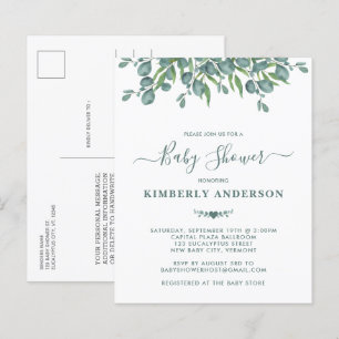 Budget Eucalyptus Vert Baby shower  Invitation