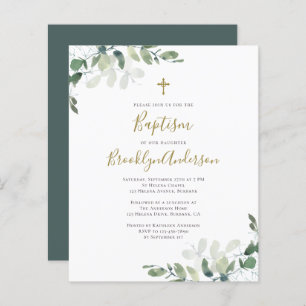 Budget Eucalyptus Vert Baptême Invitation