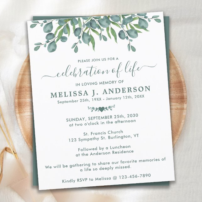 Budget Eucalyptus Vert Célébration De La Vie (Créateur téléchargé)