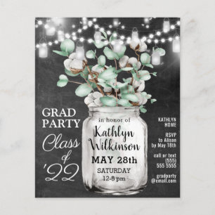 BUDGET Eucalyptus Vert GRAD Party Invitation