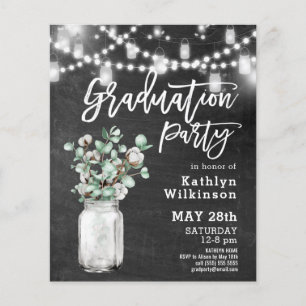 BUDGET Eucalyptus Vert GRAD Party Invitation
