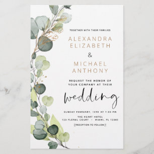 Budget Eucalyptus Vert Mariage Invitations
