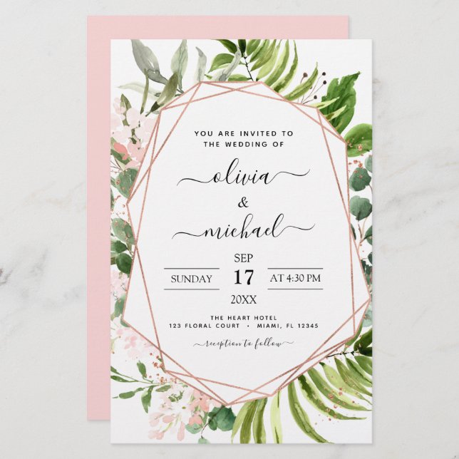 Budget Eucalyptus Vert Mariage Invitations (Devant / Derrière)