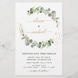 Budget Eucalyptus Vert Mariage Invitations