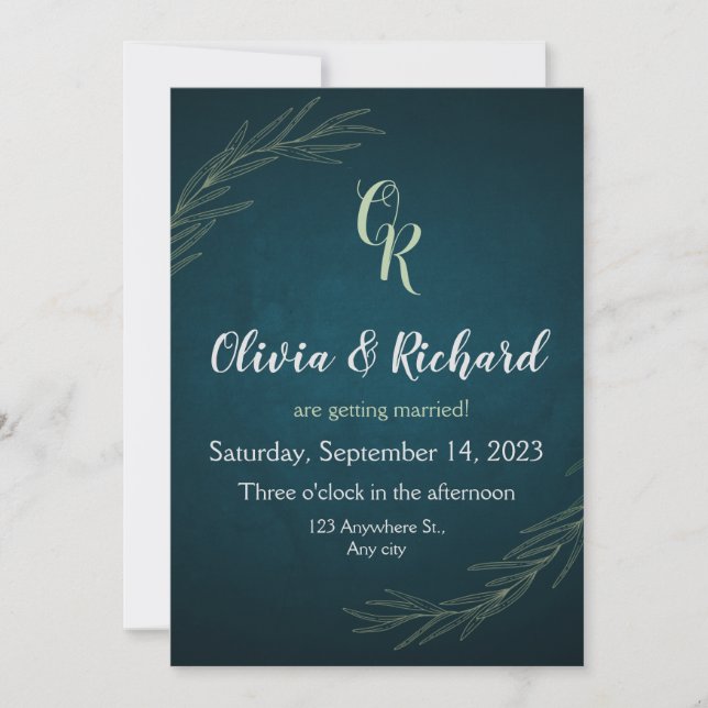 Budget Eucalyptus Vert Mariage Invitations (Devant)