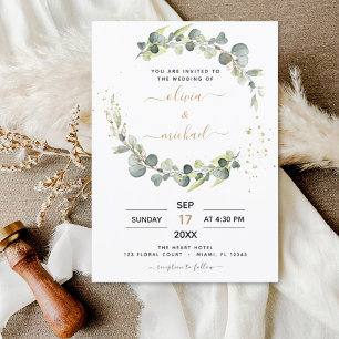 Budget Eucalyptus Vert Mariage Invitations