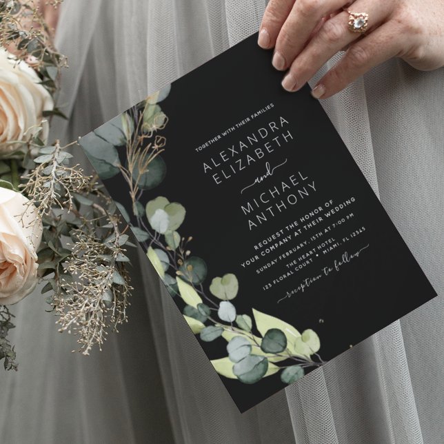 Budget Eucalyptus Vert Mariage Invitations (Créateur téléchargé)