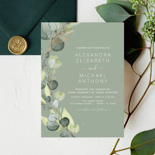 Budget Eucalyptus Vert Mariage Invitations