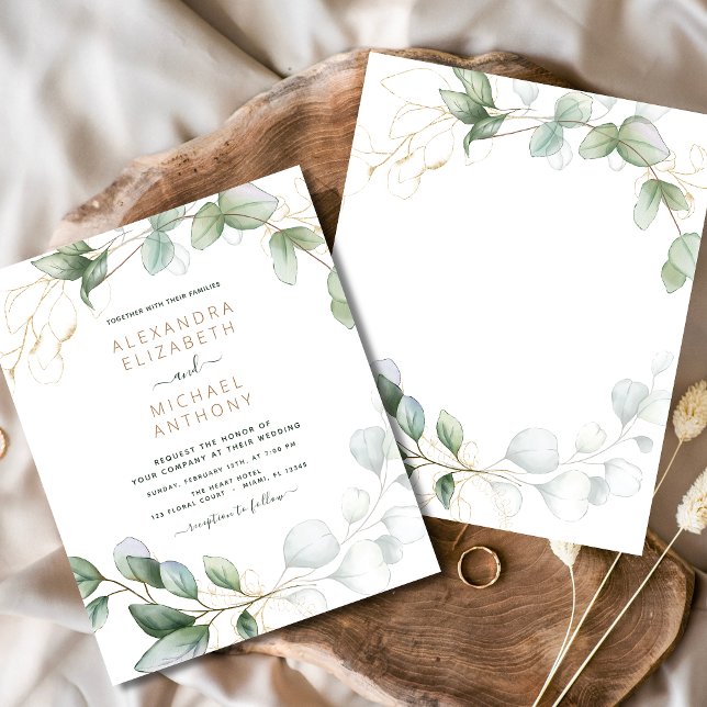 Budget Eucalyptus Vert Mariage Invitations (Créateur téléchargé)
