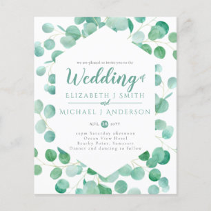 Budget Eucalyptus Vert Mariage Invitations