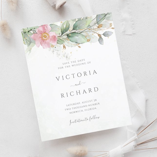 Budget Eucalyptus Vert Or Économisez La Date (Créateur téléchargé)