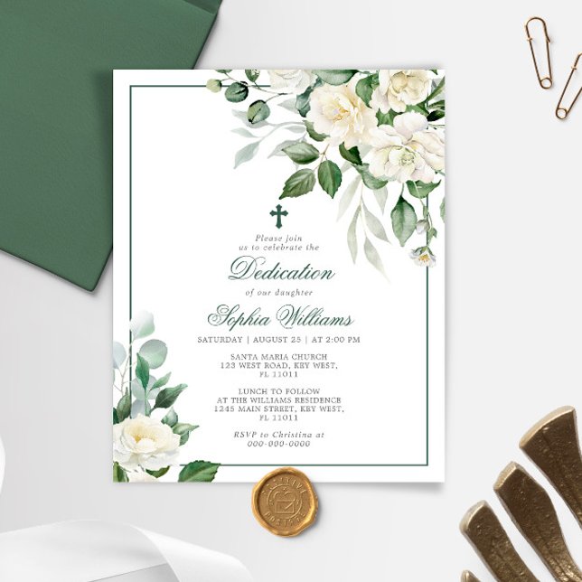 Budget Eucalyptus White Dedication Invitation (Créateur téléchargé)