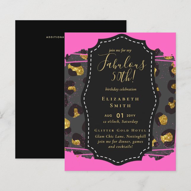 BUDGET Fabuleux 50e anniversaire Glam Chick Invite (Devant / Derrière)