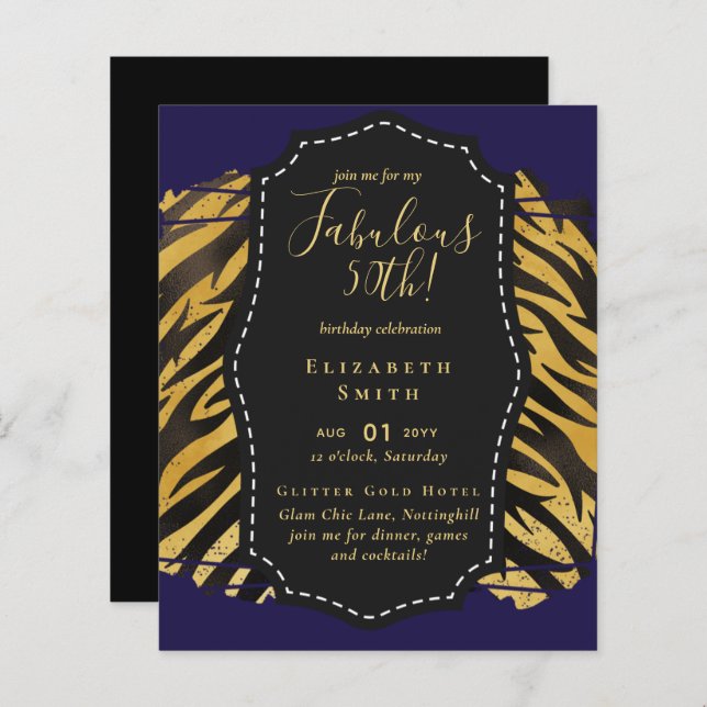 BUDGET Fabuleux 50e anniversaire Glam Chick Invite (Devant / Derrière)