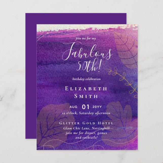 BUDGET Fabuleux 50e anniversaire Glam Chick Invite (Devant / Derrière)