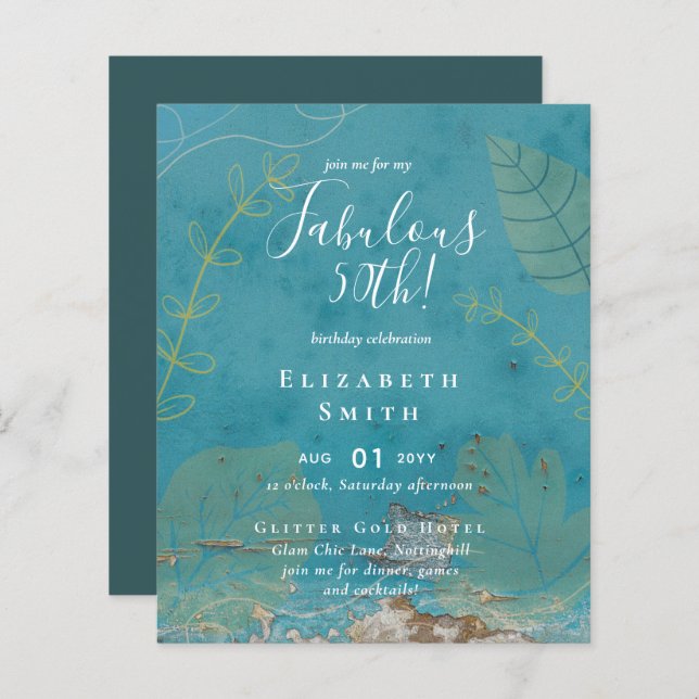 BUDGET Fabuleux 50e anniversaire Glam Chick Invite (Devant / Derrière)