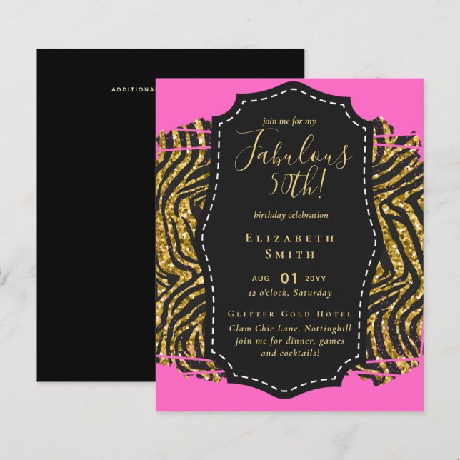 BUDGET Fabulux 50e Anniversaire Invitation Glam Fi (Devant / Derrière)