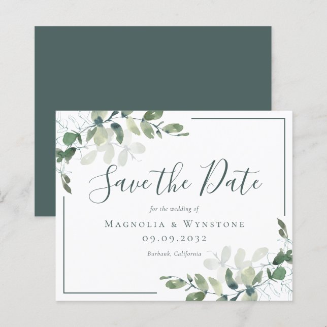 BUDGET Faire-part de mariage à l'aquarelle sur l'e (Devant / Derrière)