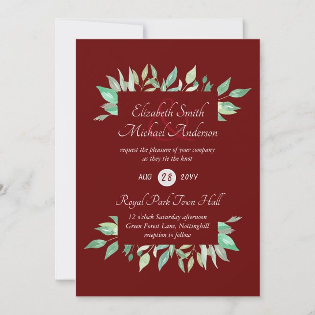 Budget Faire-part de mariage vert moderne (Devant)