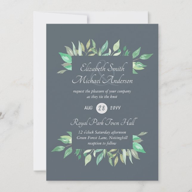 Budget Faire-part de mariage vert moderne (Devant)