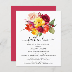 Budget Fall in Love Bridal Shower Invitation
