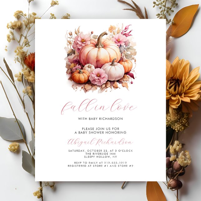 Budget Fall in Love Citrouille rose Baby shower fi (Créateur téléchargé)