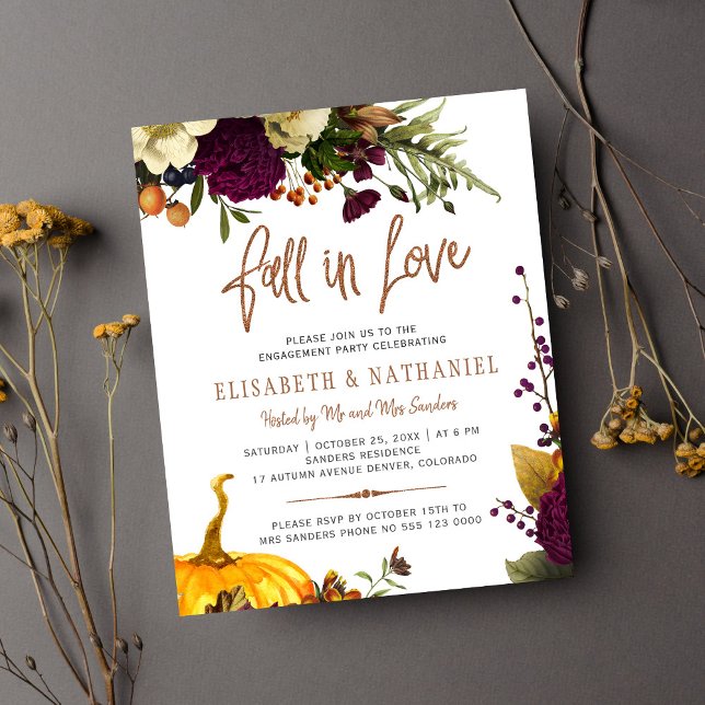 Budget Fall in Love engagement party Invitation (Créateur téléchargé)