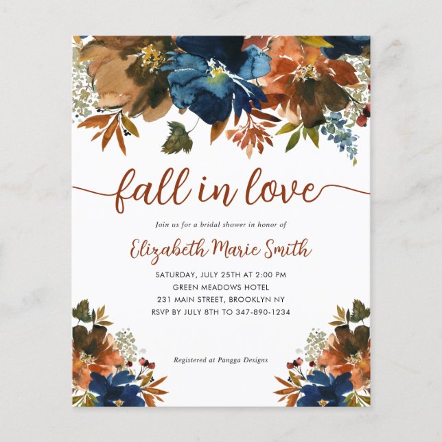 Budget Fall in Love Floral Navy Blue Fête des mari (Devant)