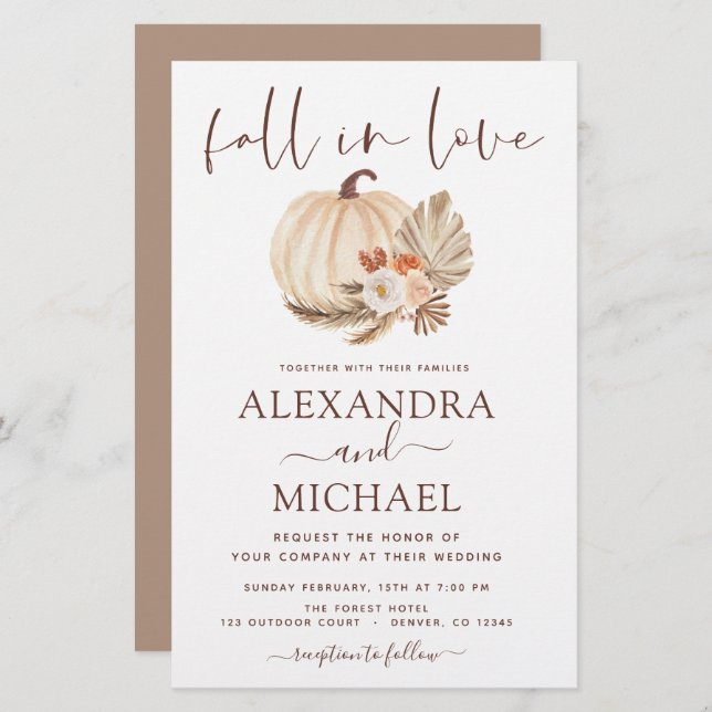 Budget Fall in Love Mariage Pampas Citrouille en h (Devant / Derrière)