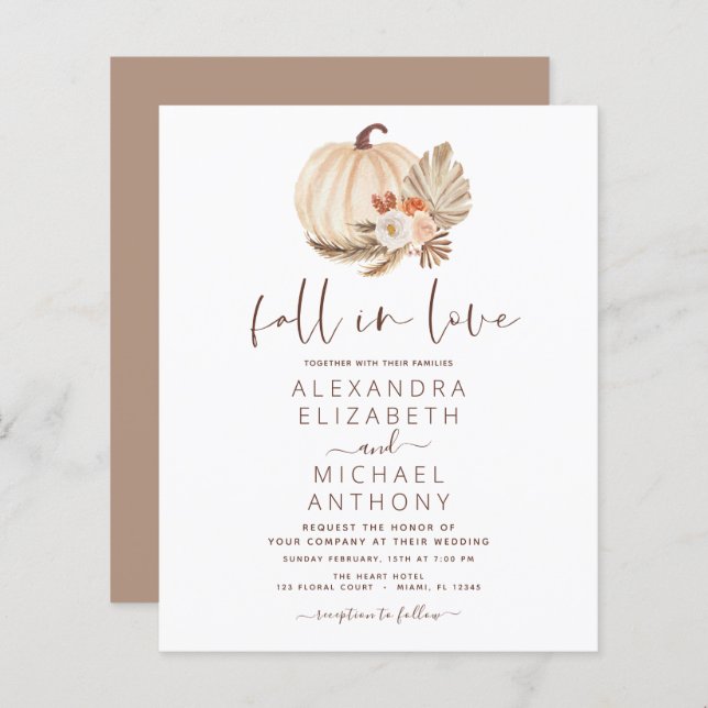 Budget Fall in Love Mariage Pampas Citrouille en h (Devant / Derrière)