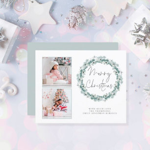 Budget Famille 2 Photo Joyeux Noël Turquoise Carte