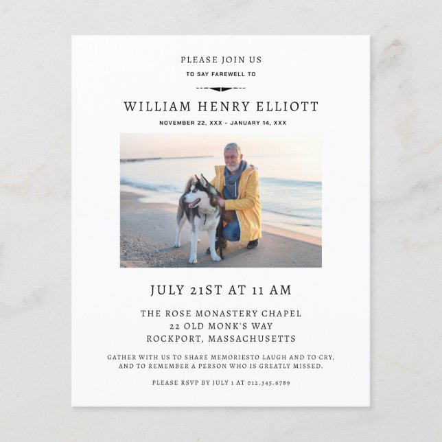 Budget Farewell Photo Funeral Memorial Service (Devant)