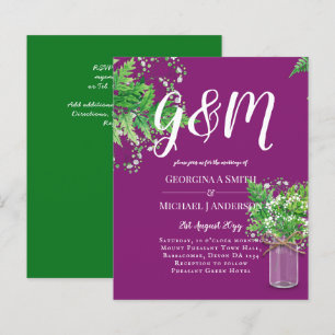 BUDGET Ferns Verdure Magenta Mariage Invitation