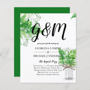 BUDGET Ferns Verdure Mariage blanc Invitation