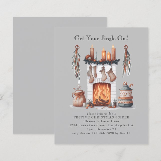 Budget Festive foyer Noël Invitation de fête (Devant / Derrière)