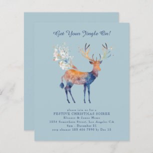 Budget Festive Reindeer Noël Invitation