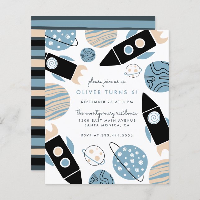 Budget Fête d'anniversaire Fusée spatiale dans l'e (Devant / Derrière)