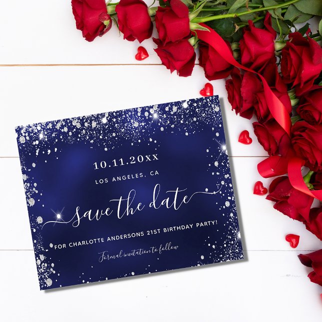 Budget fête d'anniversaire marine bleu argent date (Créateur téléchargé)