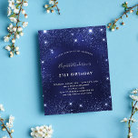 Budget fête d'anniversaire marine bleu parties sci<br><div class="desc">Une invitation moderne,  élégante et glamour pour une fête d'anniversaire de 21e (ou tout âge). Un arrière - plan bleu marine,  décoré avec de la poussière de parties scintillant imitation. La couleur bleue est inégale. Personnalisez et ajoutez votre nom et les détails de votre fête.</div>