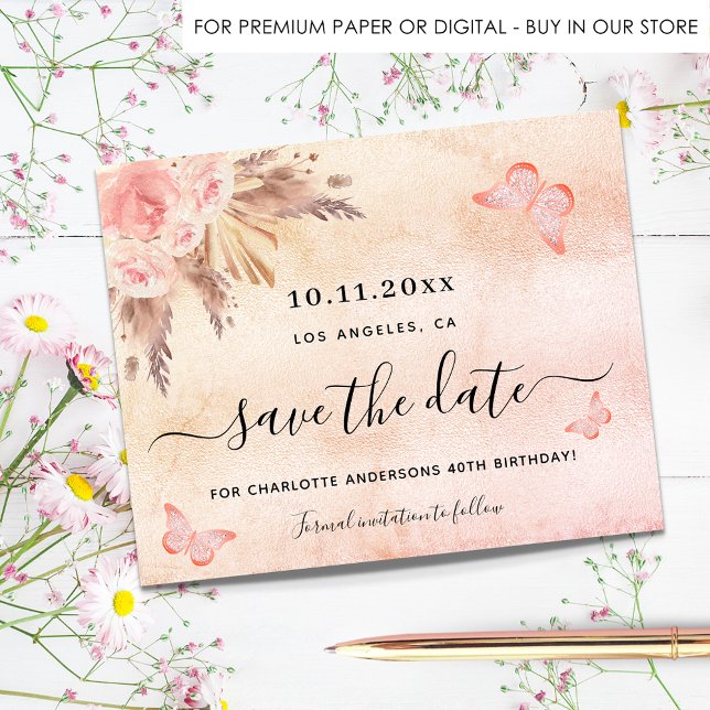 Budget fête d'anniversaire pampas blush enregistre (Créateur téléchargé)