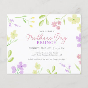 Budget Fête des Mères Brunch Soft Floral Invitatio