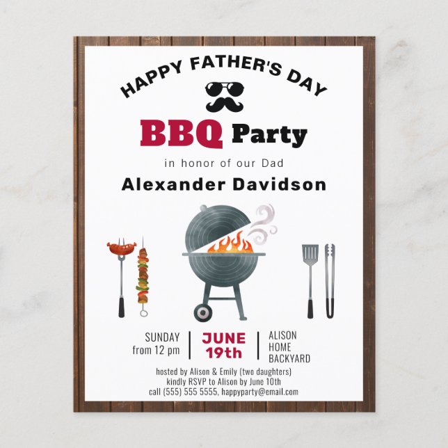 BUDGET Fête des pères Rustique en bois BBQ Invitat (Devant)